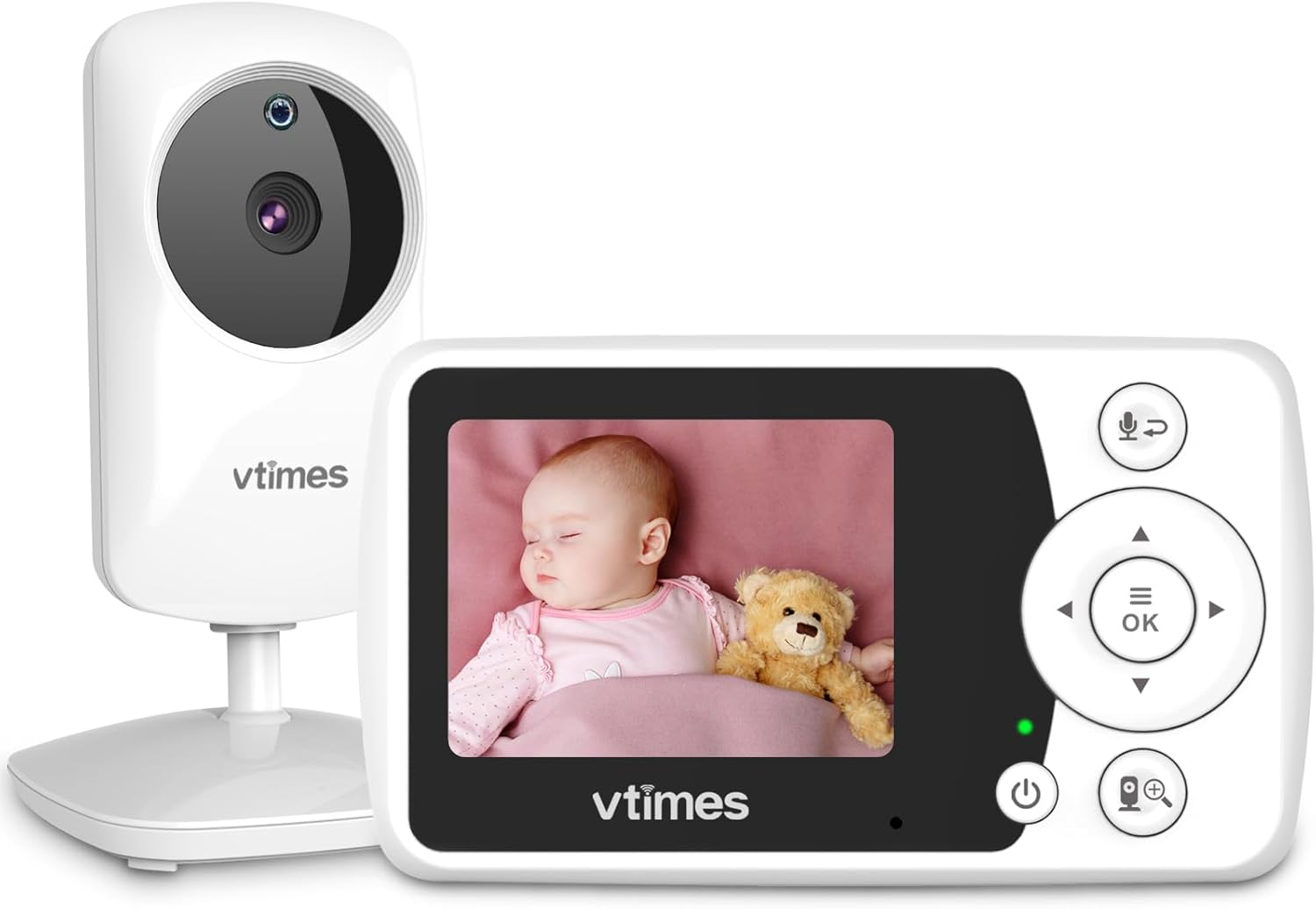 Baby Monitor with Camera and Audio, 2.4" LCD Screen Video Baby Monitor No WiFi Night Vision, Portable Baby Camera Monitor VOX Pan-Tilt-Zoom Alarm and 1000ft, Ideal for Baby/Elderly/Pet