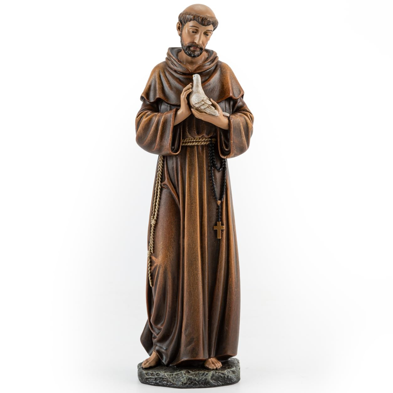 Hand-Painted Resin St. Francis Statue with Birds, 6.25"