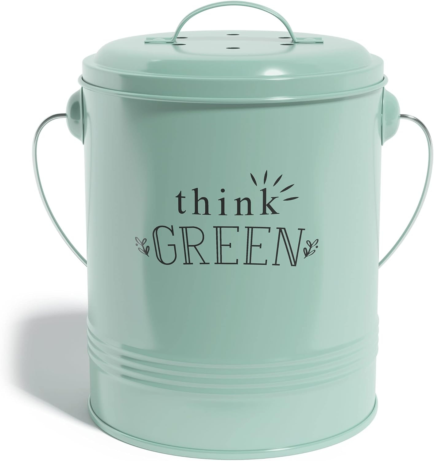 Barnyard Designs Kitchen Compost Bin Kitchen Counter Indoor Compost Bin, Countertop Compost Bin with Lid, Composting Bin Food Waste Composter Bin Cycler Bucket with Filter, 1.2 Gallon 7”x9.5”, Mint