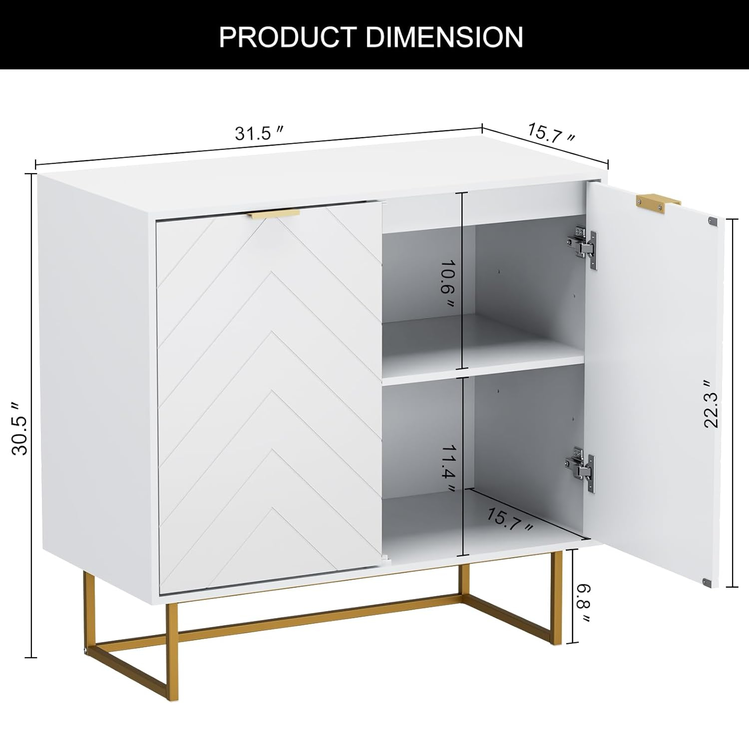 Semiocthome Modern Storage Cabinet with 2 Doors Buffet Sideboard for Kitchen, Living Room,White
