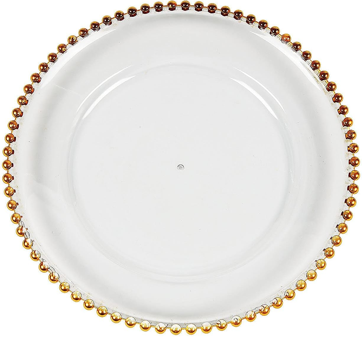 Clear Chargers with Gold Beaded Trim - Party Supplies - 6 Pieces
