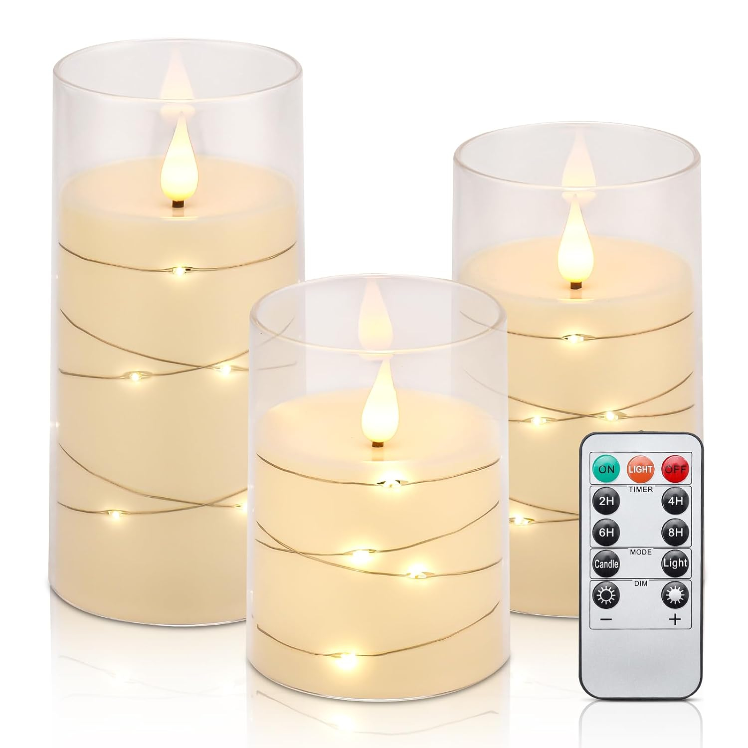 Aignis Indoor Flameless LED Candles Battery Operated with Remote Timer and Wax-Like Shell for Home/Wedding/Holiday Decor, Set of 2(D 2.95" x H 6")