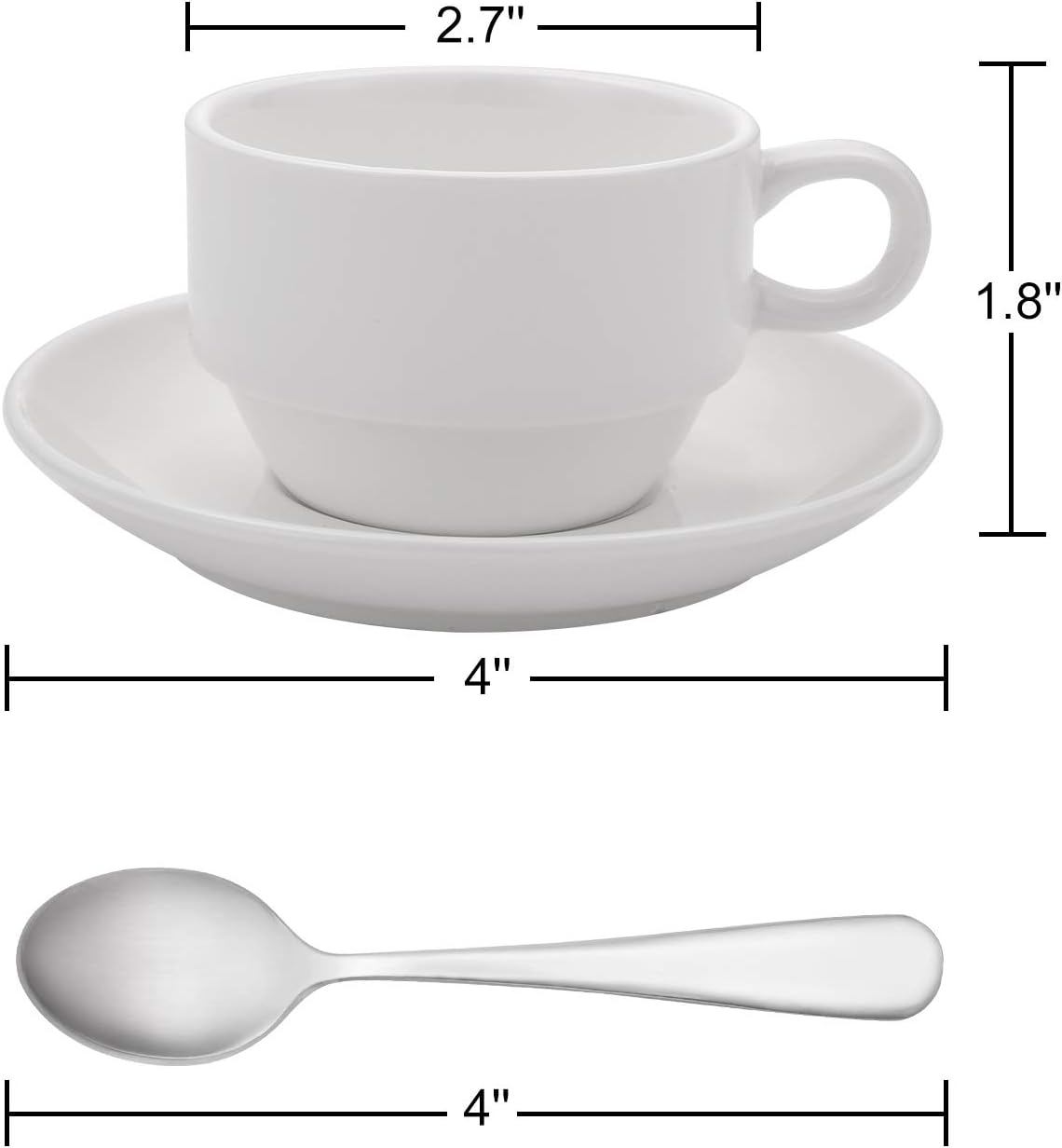 AOZITA Espresso Cups and Saucers with Espresso Spoons, Stackable Espresso Mugs,12-piece 2.5-Ounce Demitasse Cups (Protective Packaging)