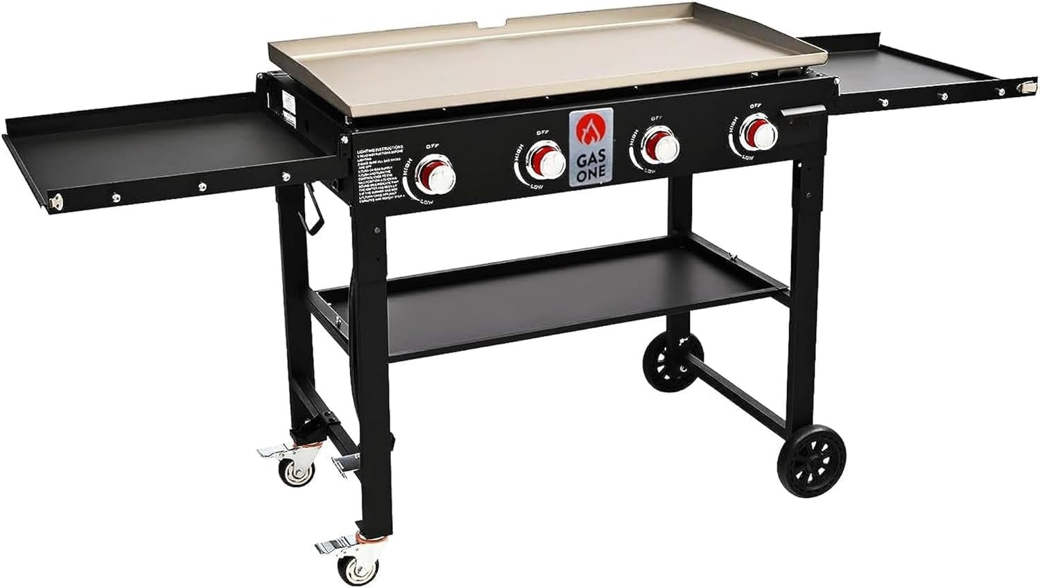 Flat Top Portable Propane Grill 36 in. with Foldable Legs in Black