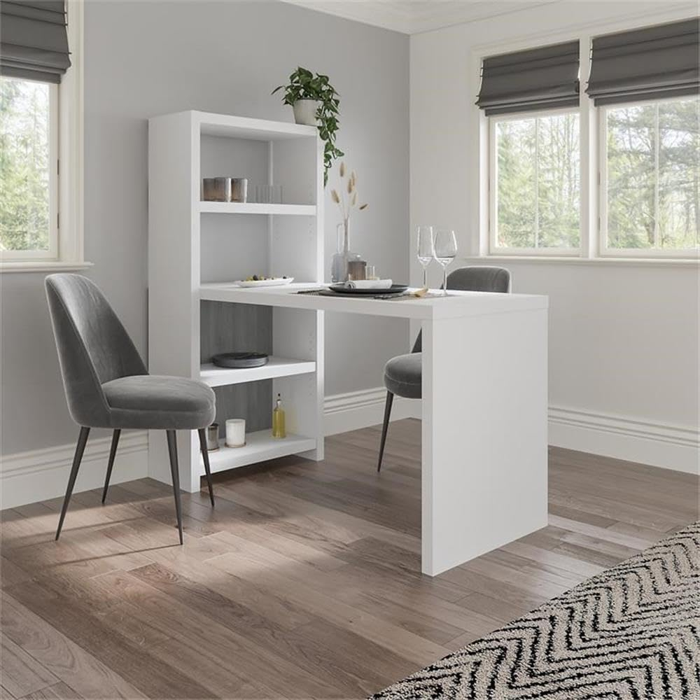Echo White and Gray Counter Height Dining Table with Shelves