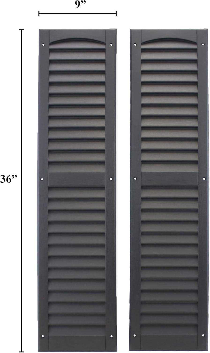 Shed Windows and More, Louvered Shed Shutter or Playhouse Shutter Black 9" X 36" Sold by The Pair