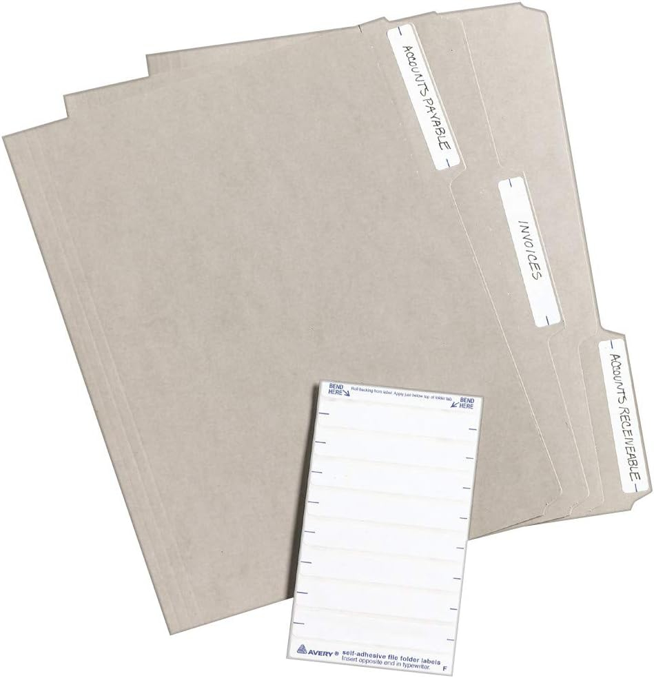 Avery Laser/Inkjet Permanent Print-or-Write File Folder Labels White 252 Labels Per Pack 4536/Carton