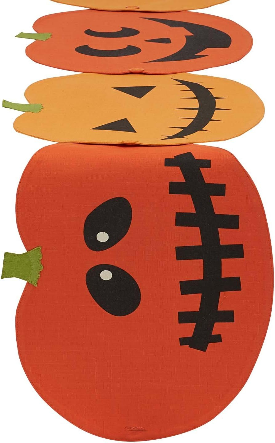 DII Halloween Party Tabletop Decor, Reusable & Machine Washable Cotton Fabric, Table Runner/Placemat Set, Jack o Lantern, 4 Piece
