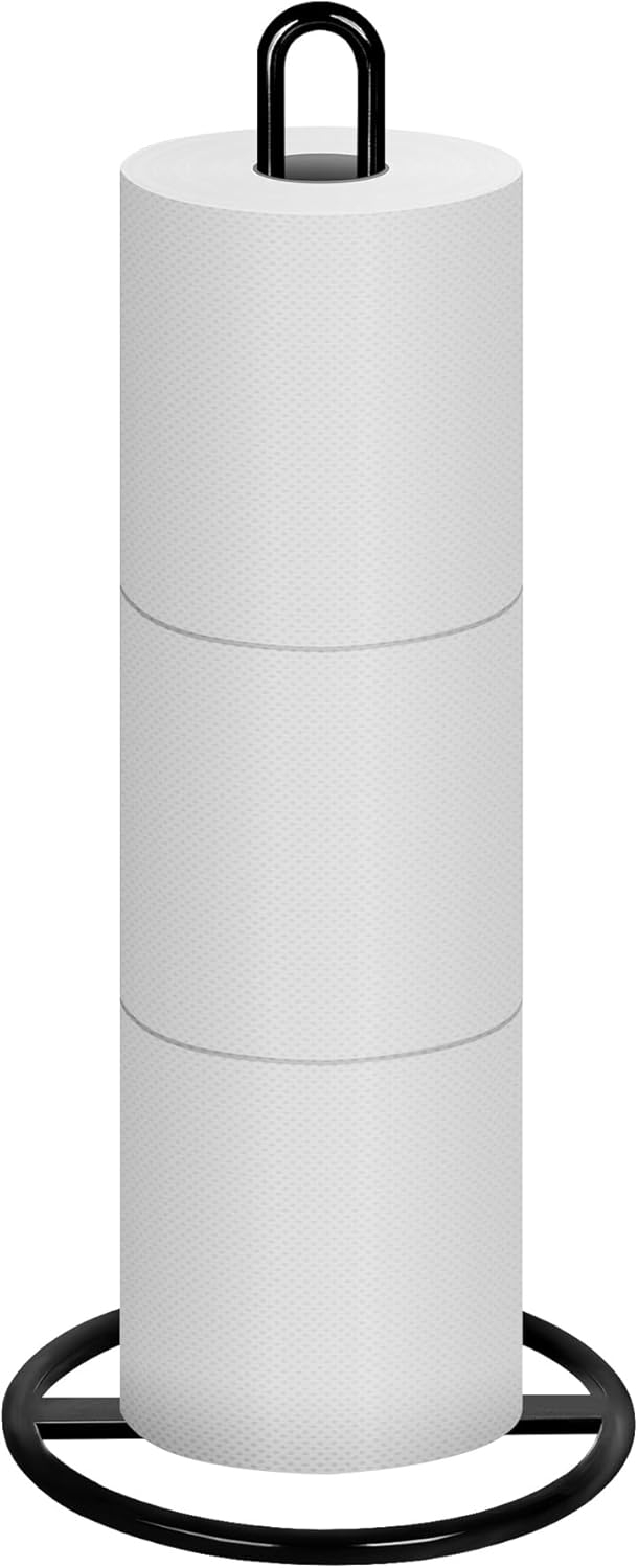 Toilet Paper Holder Stand, OBODING, Black Freestanding Toilet Paper Holder for Storing 3 Rolls of Toilet Papers (Black)