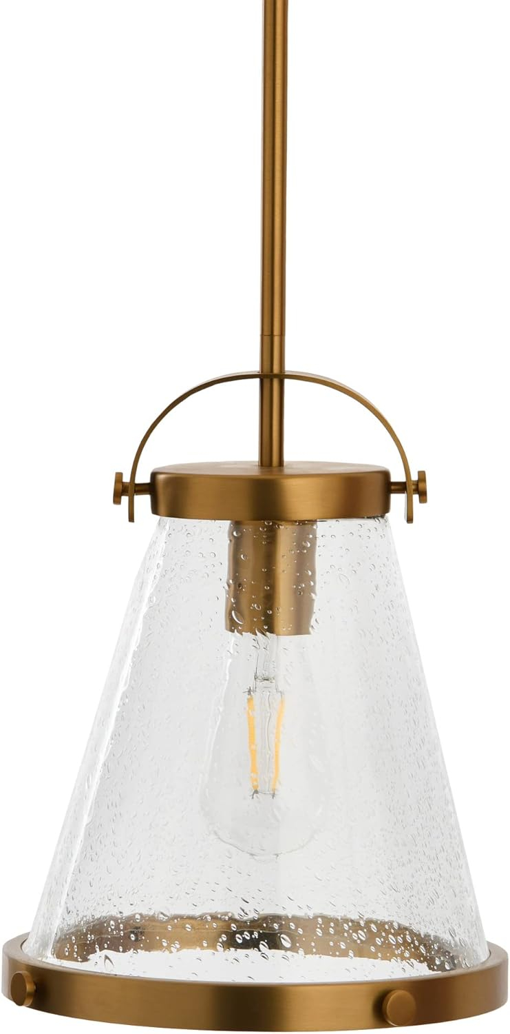 Robert Stevenson Lighting Robert Stevenson Lighting Wesley - Metal and Seedy Glass Ceiling Light, Brushed Gold