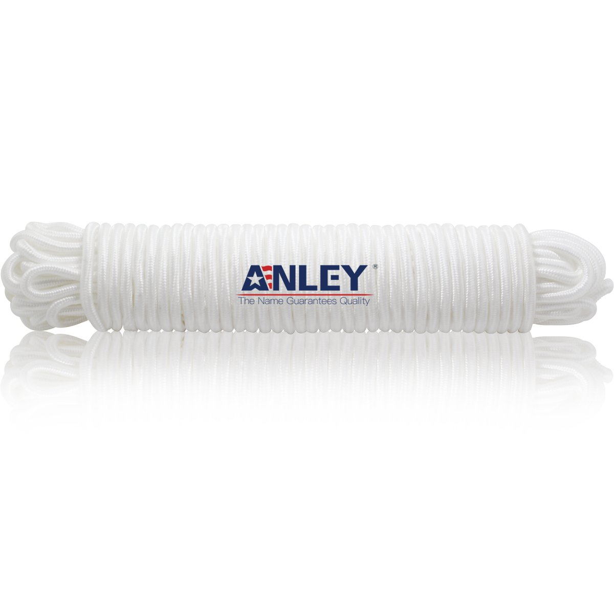 Anley 50 Ft Flag Halyard Rope (1/4 In), Suitable for Climbing, Swing, Camping Tent, Clothesline and Boats - Double Braided, Compatible with Flagpoles Up To 25 Feet (White)
