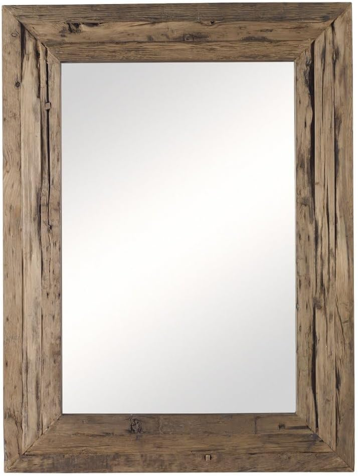 Rustic Brown Reclaimed Wood Rectangular Wall Mirror