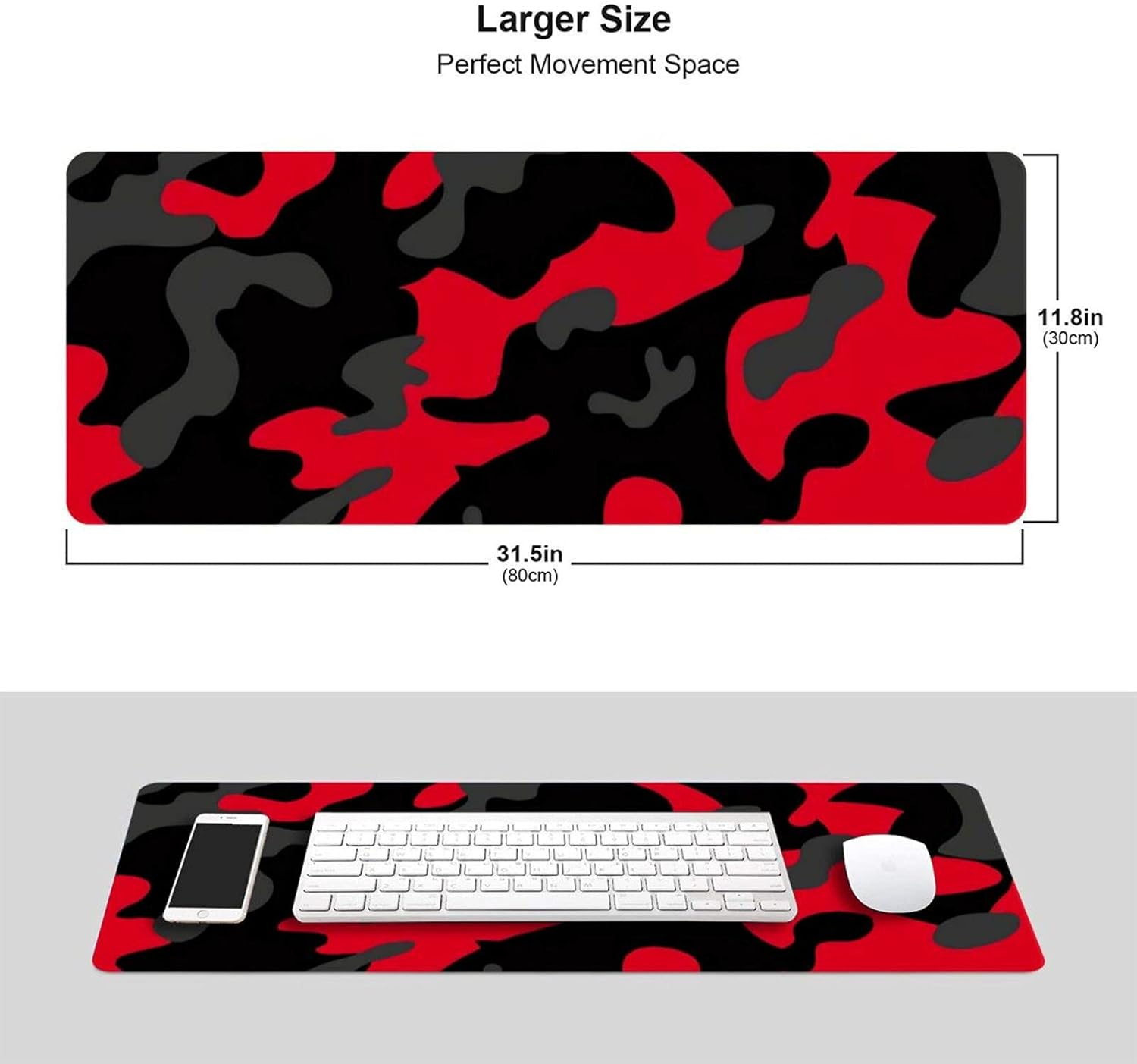 Red and Black Gaming Mouse Pad Large XL Desk Mat Camo Camouflage Long Extended Pads Big Mousepad Home Office Decor Accessories for Computer Pc Laptop