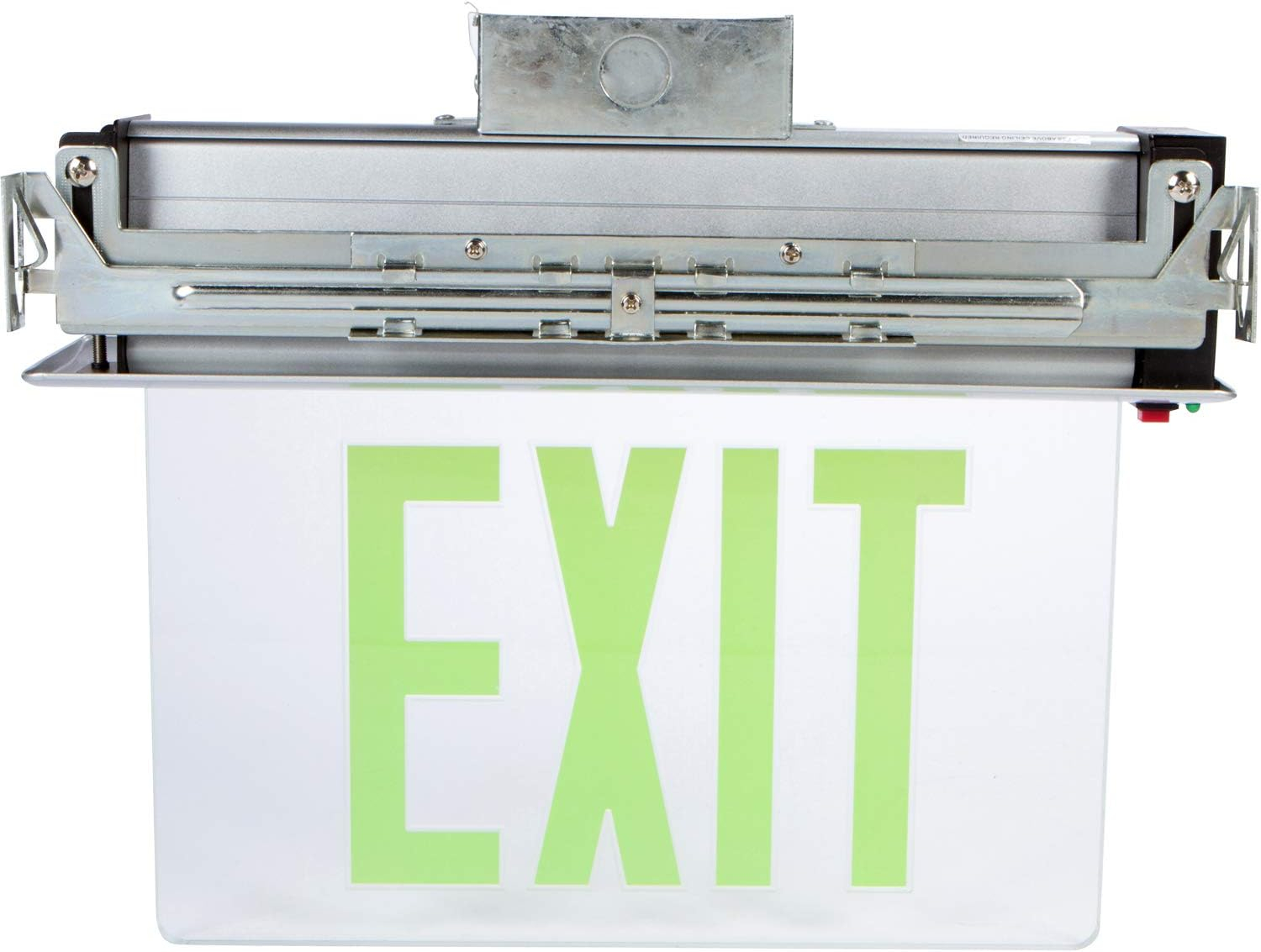 Recessed Mount Edge Lit LED Exit Signs Green on Clear Panel Aluminum Housing