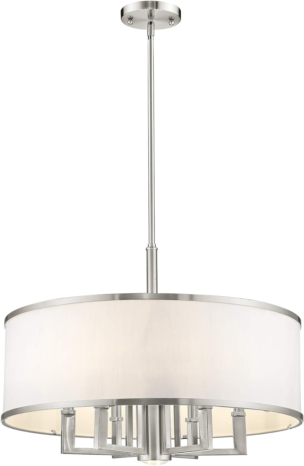 Livex Lighting Park Ridge 24" 7-Light Metal/Fabric Chandelier in Brushed Nickel