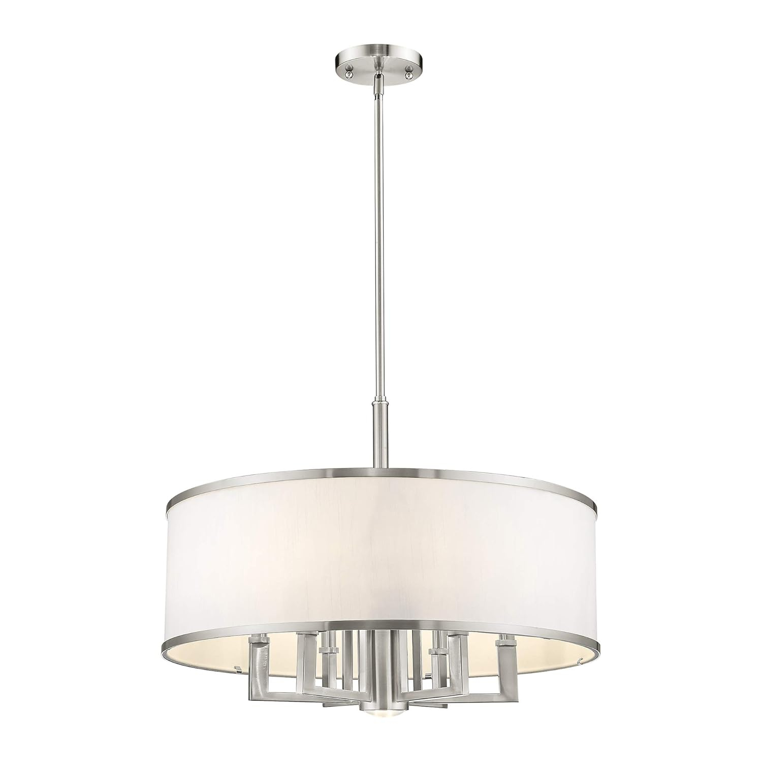Livex Lighting Park Ridge 24" 7-Light Metal/Fabric Chandelier in Brushed Nickel