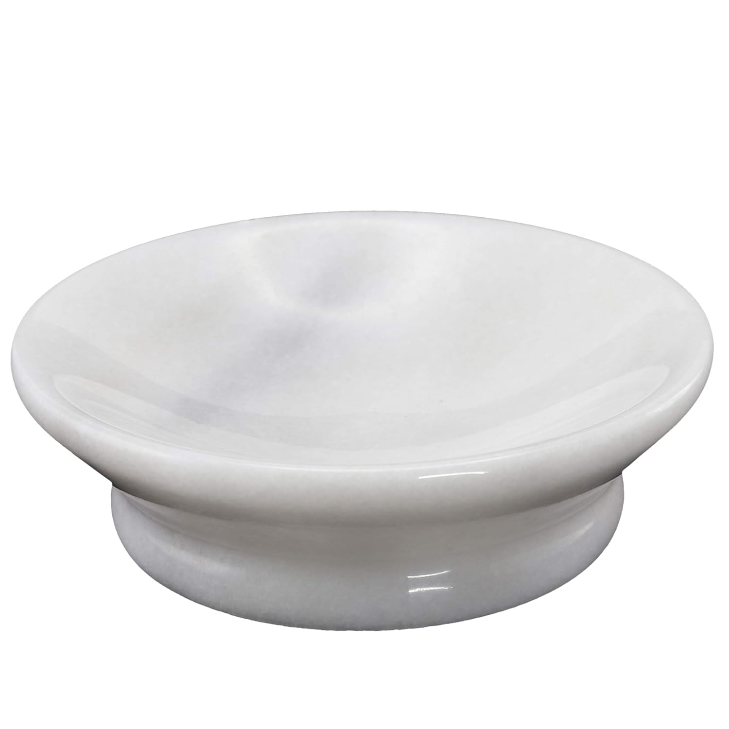 Creative Home Genuine Natural Marble Round Bar Soap Dish Soap Tray Holder Countertop Organizer, 5" Diam. x 1.5" H, Off-White