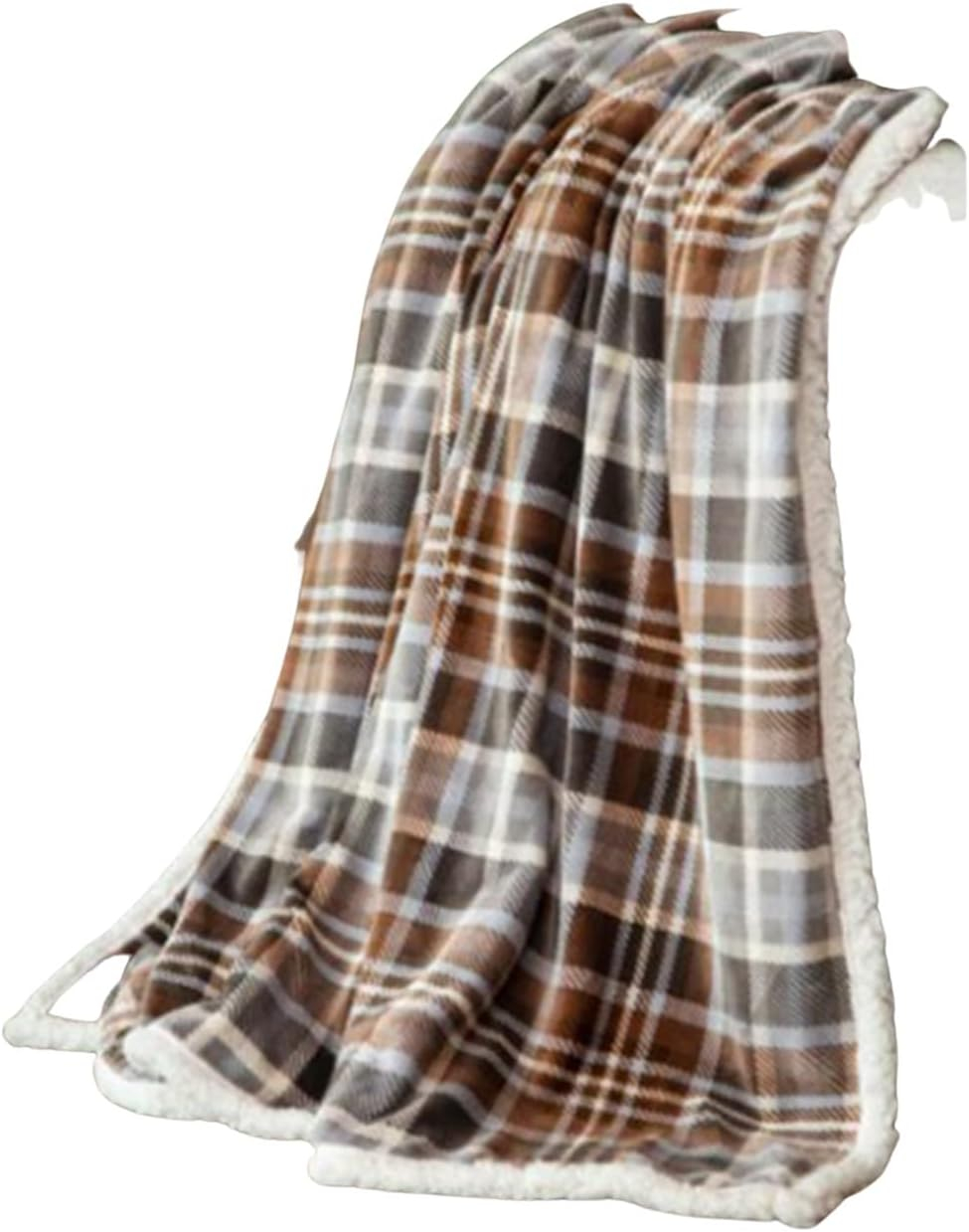 Grey Plaid Extra Plush Sherpa Throw Blanket, Large 54" x 68"