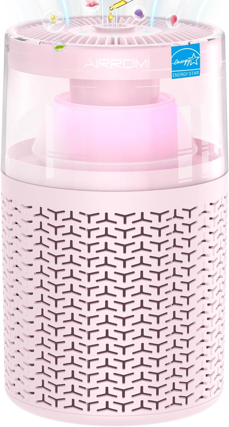 QUALITY FLOORING INC. Air Purifiers For Bedroom Home,Up To 658 Ft²,Activated Carbon Filter Cleaner,With Fragrance Sponge For Better Sleep,Night Light,Pet Dander,Allergies,Smoke,Odor,Desktop Air Cleaner