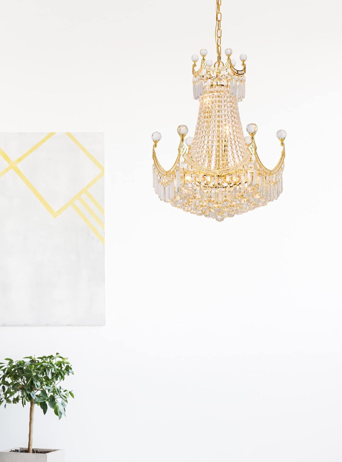 8949 Corona Collection Chandelier D:20in H:28in Lt:9 Gold Finish (Royal Cut Crystals)