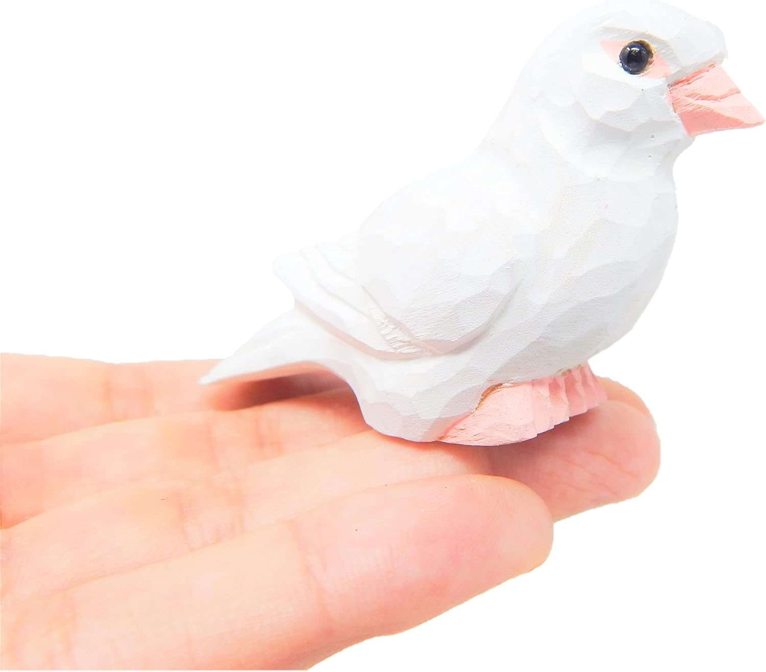 White Dove Wood Figurine Statue Sculpture Ornament Decoration Miniature Bird Art Carve Small Animal