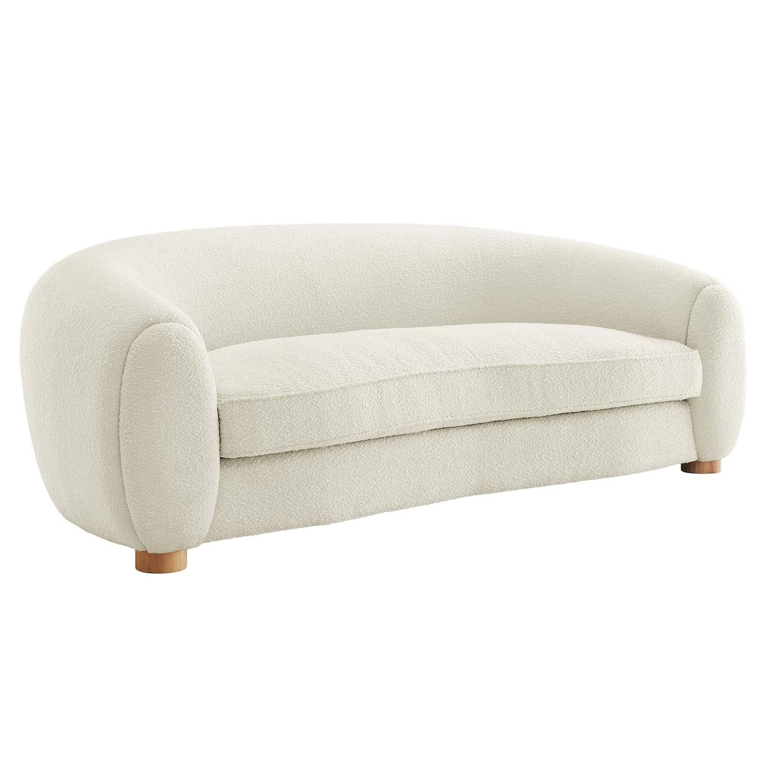 Modway Abundant Boucle Upholstered Fabric Sofa in Ivory