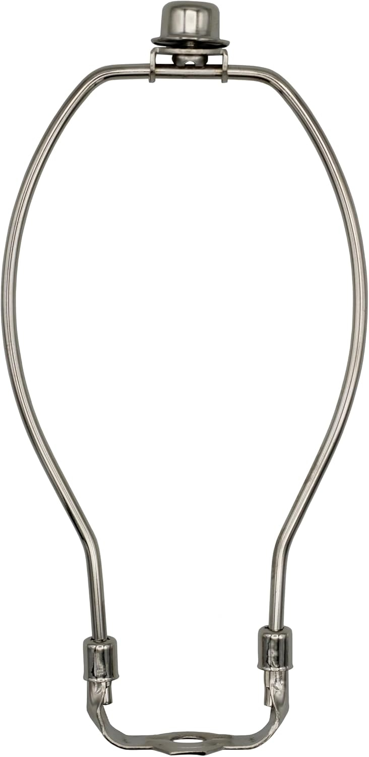 Polished Nickel 8-Inch Lamp Harp Kit with Finial and Base