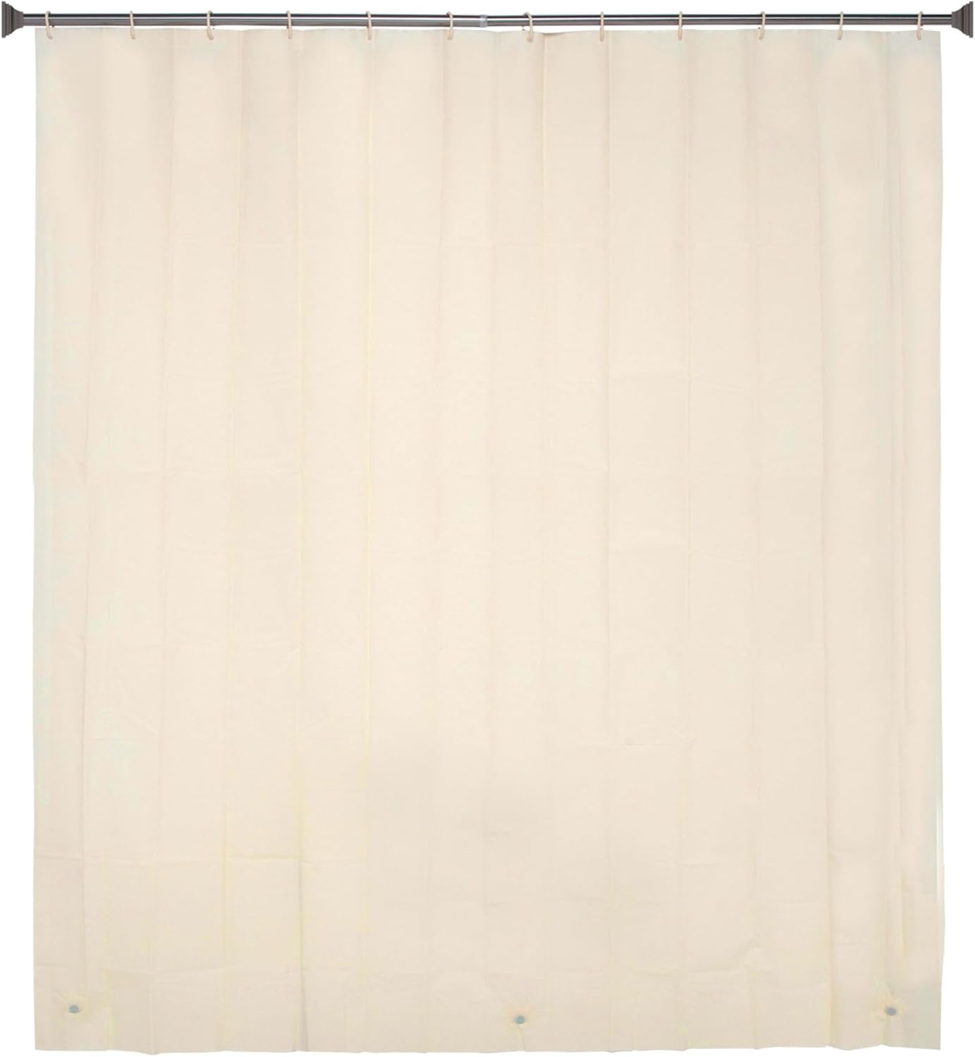 Kenney KN61756 Lightweight 3 Gauge Waterproof PEVA Shower Curtain Liner with Durable Eyelet Hang Holes, Weighted Magnetic Hem, and 12 Piece Plastic C-Ring Set for Bathroom, 70" W x 72" H, Cream