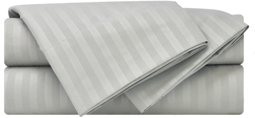 Mezzati Luxury 1800 Prestige Soft and Comfortable Collection Bed Sheets Set Twin Striped Gray