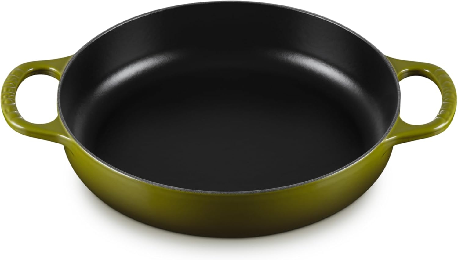 Olive Green Enameled Cast Iron Everyday Pan with Ceramic Coating