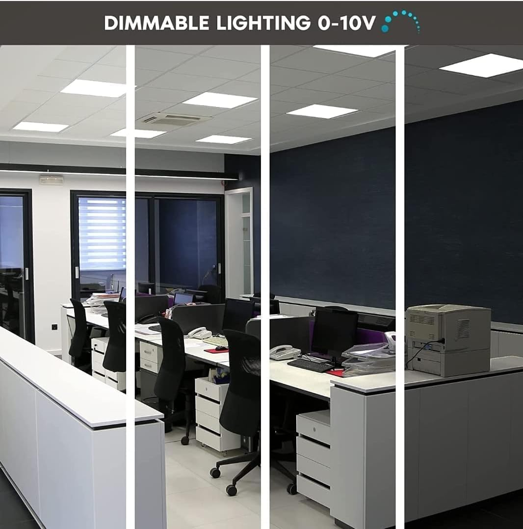 2x2 FT LED Light Flat Panel, 20/30/40W, Color Temperature Selectable 3K | 4K | 5K, Dimmable Recessed Drop Ceiling Lights, 2500/3750/5000 Lumens, Lay in Fixture for Office, 120-277V, UL DLC(12 Pack)