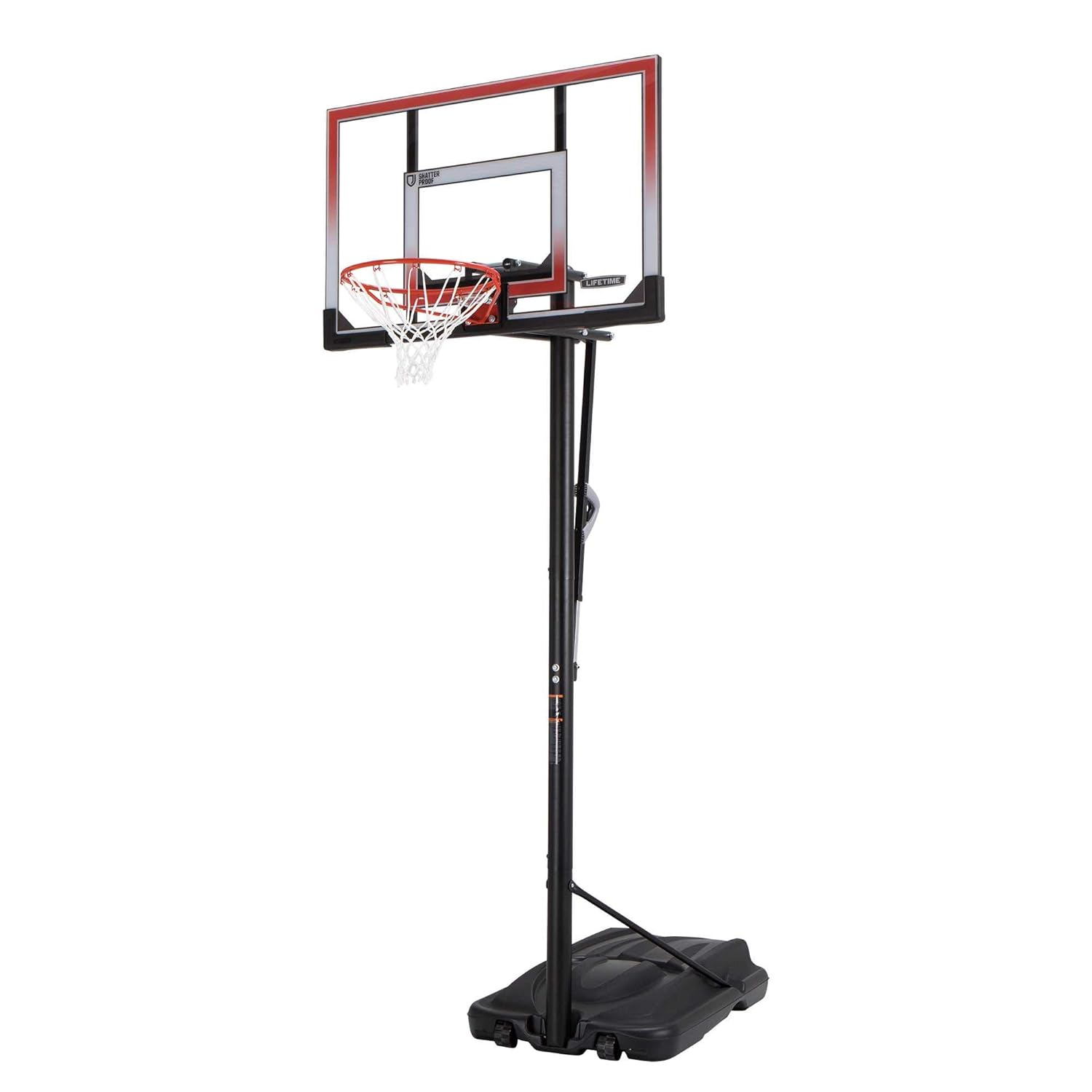 50" Clear Polycarbonate Portable Basketball Hoop with Adjustable Height