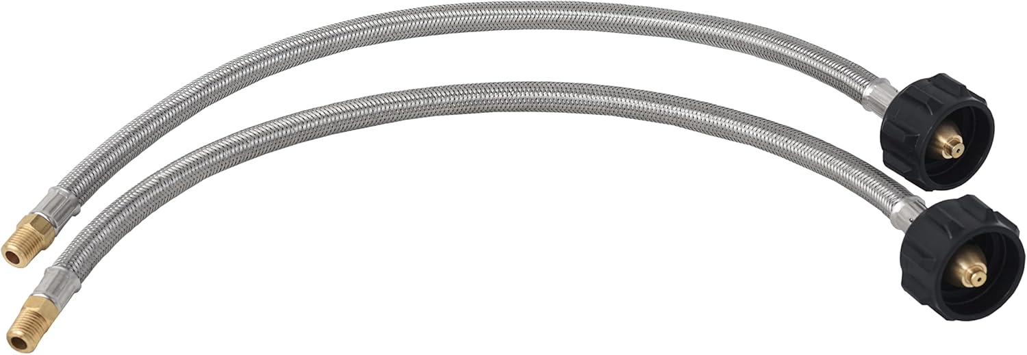 18" Stainless Steel Braided Propane Hose with Brass Fittings