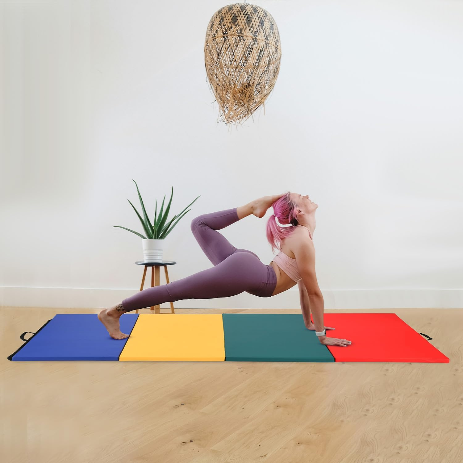 Gymnastics Mats Tumbling Mats Foldable Portable Gymnastics Exercise Mat Thick Gymnastics Tumbling Mats Exercise Pad Home Exercise Panel Mat With Carrying Handles