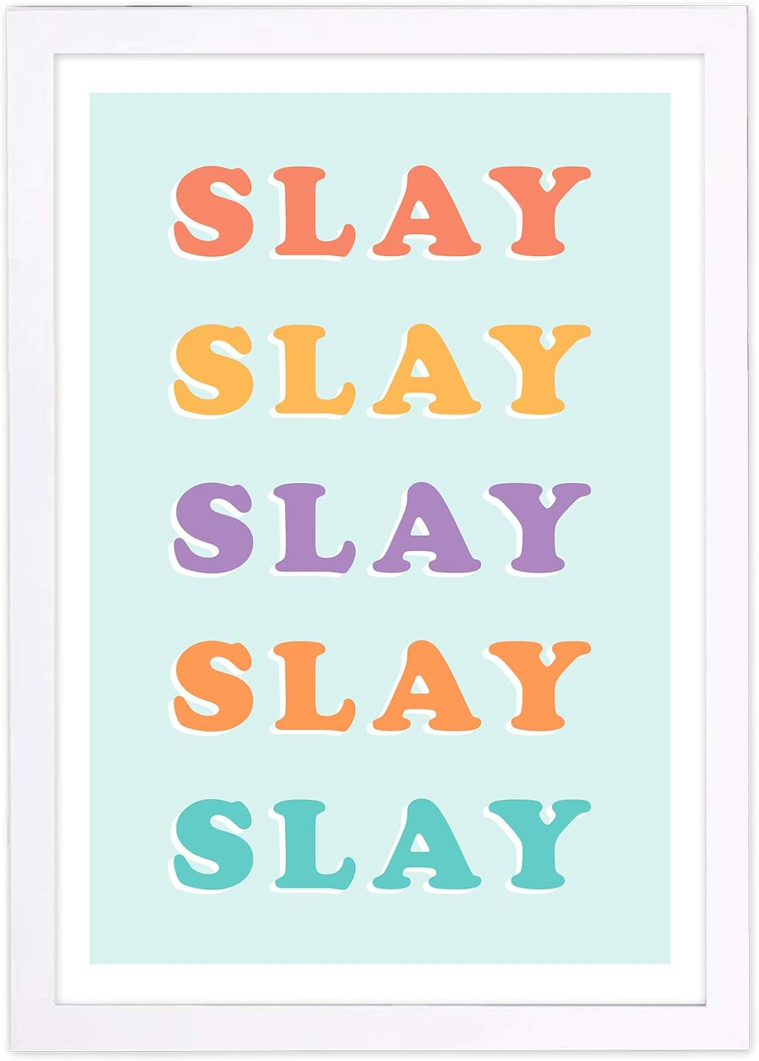 Wynwood Studio Typography and Quotes Framed Wall Art Prints 'Slay Technicolor' Quotes and Sayings Home Décor - Blue, Purple, 13" x 19"