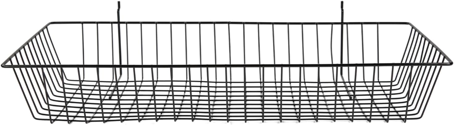 Black Mini Wire Grid Basket for Slatwall or Pegboard - 24''L x 12''W x 4"D