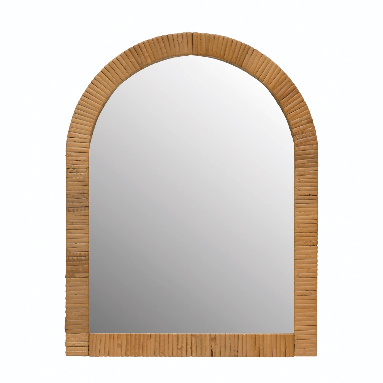 Creative Co-Op Creative Co-Op Arched Wrapped Rattan Framed Wall Mirror, Natural