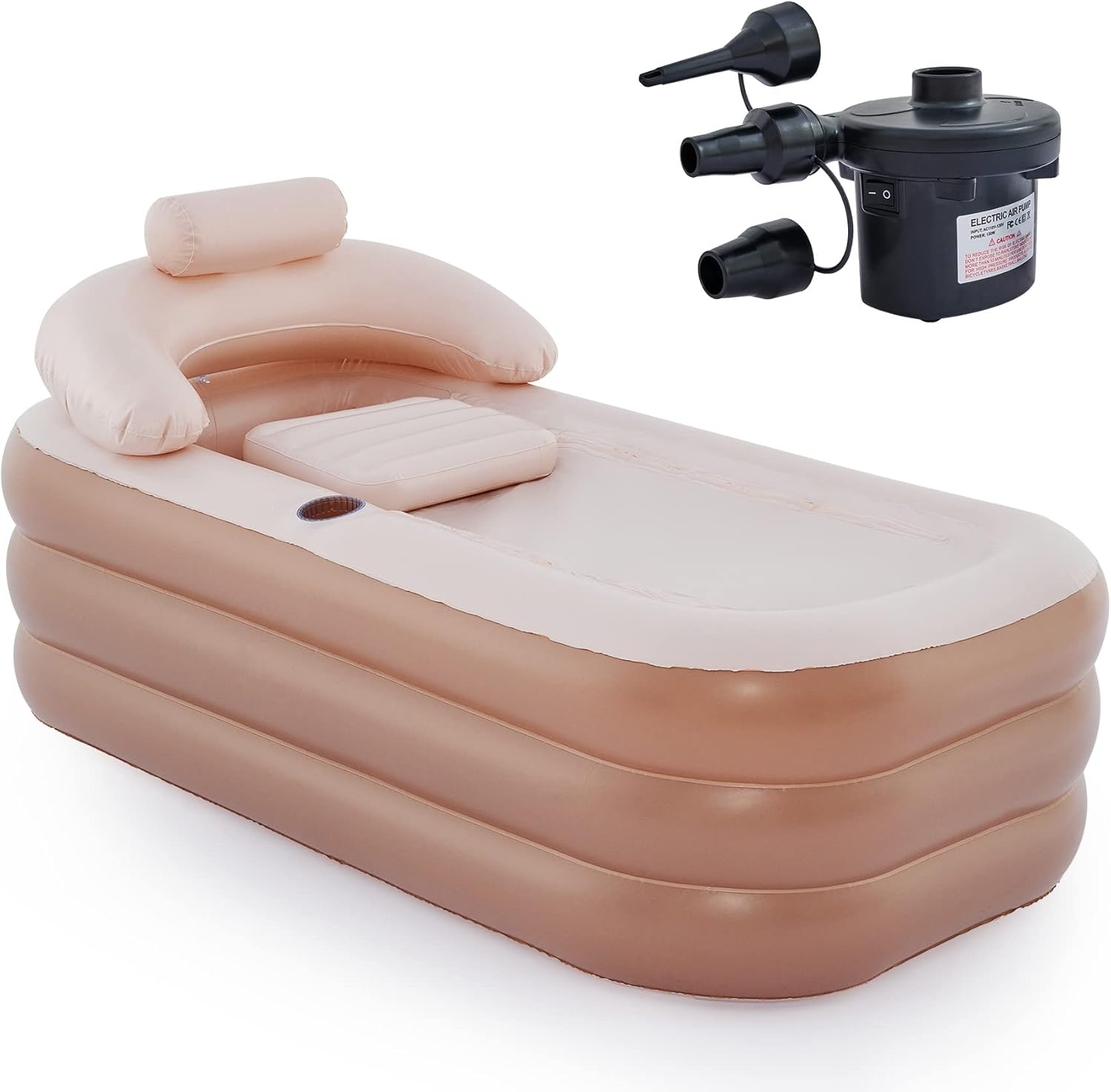 CO-Z Inflatable Adult Bath Tub, Free-Standing Blow Up Bathtub with Foldable Portable Feature for Adult Spa with Electric Air Pump (High-Density PVC)