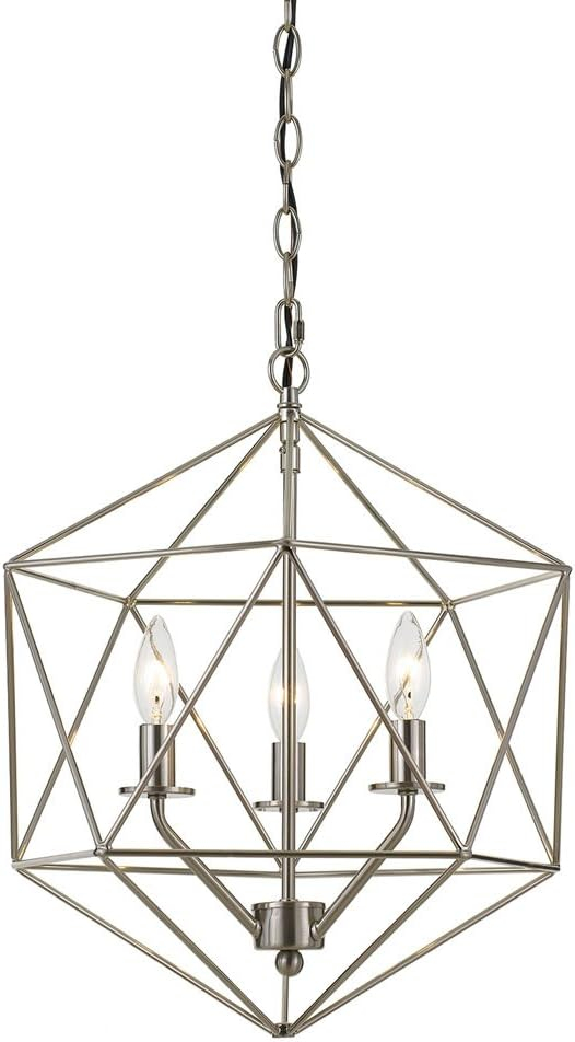 AFLighting Bellini 3 Light Modern Metal Wire Shade Brushed Nickel Hardwires Chandelier