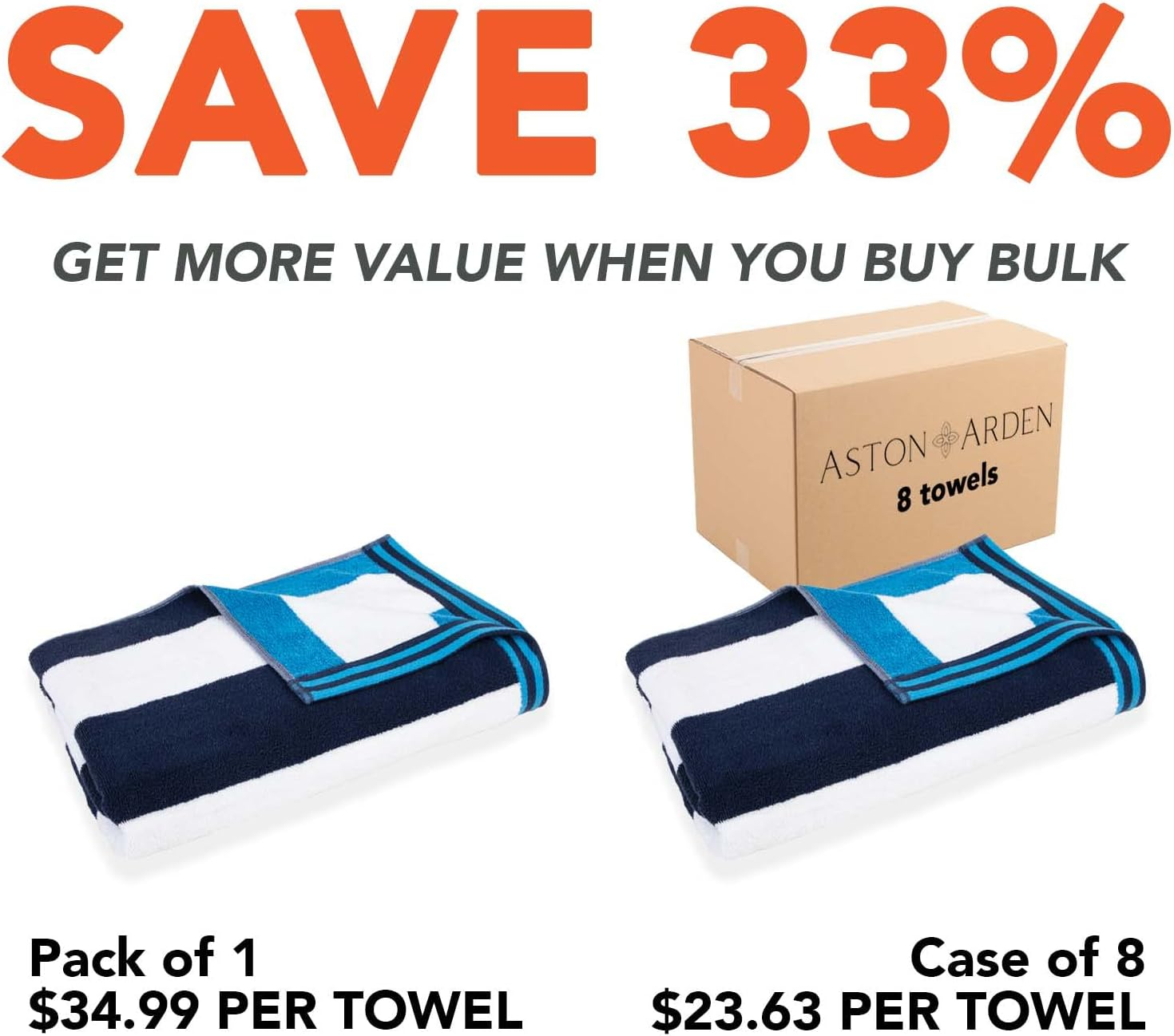 Aston & Arden Navy and Blue Cotton Reversible Beach Towel, 35 x 70 in