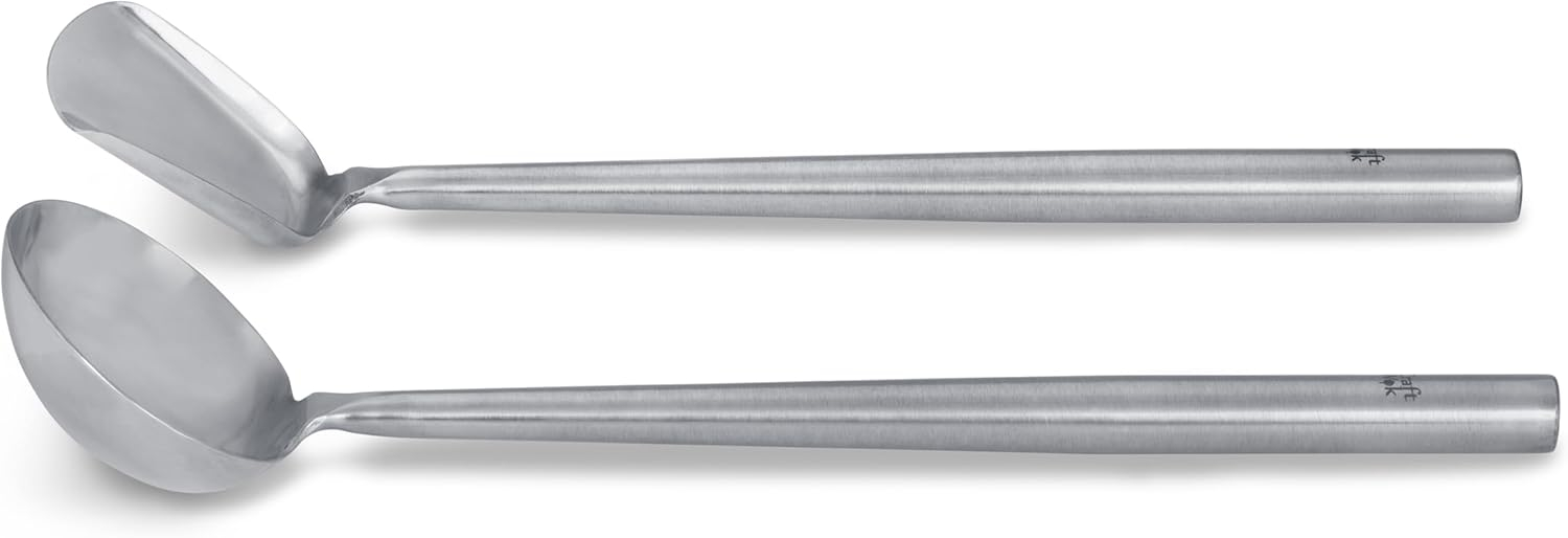 Craft Wok s/s Ladle and Spatula (Turner) Stainless Set with Stainless Handles for Asian Chinese Woks Traditional / 732W326