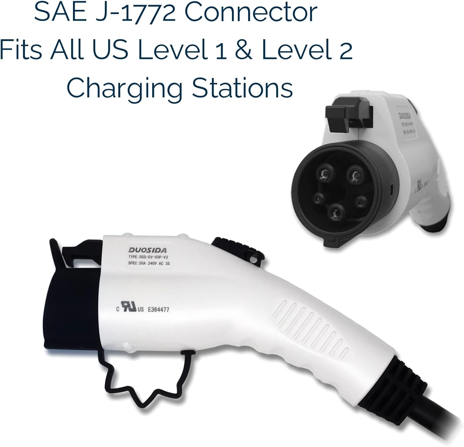 25' EV Charger J-1772 Plug Replacement Cable, US Made, Charger End Bare Wire for Easy Replacement of Original Cable on Chargers up to 40 Amps