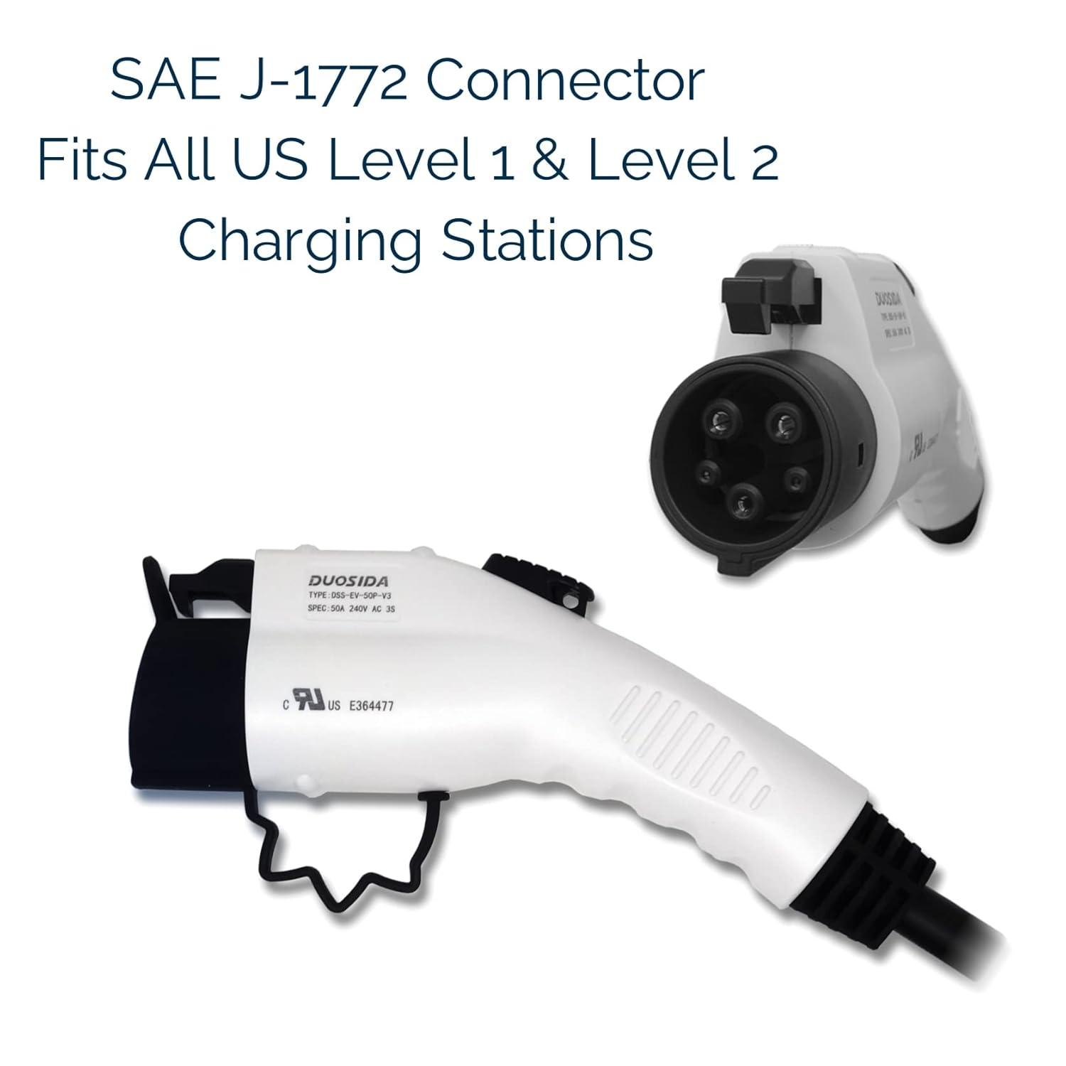 25' EV Charger J-1772 Plug Replacement Cable, US Made, Charger End Bare Wire for Easy Replacement of Original Cable on Chargers up to 40 Amps