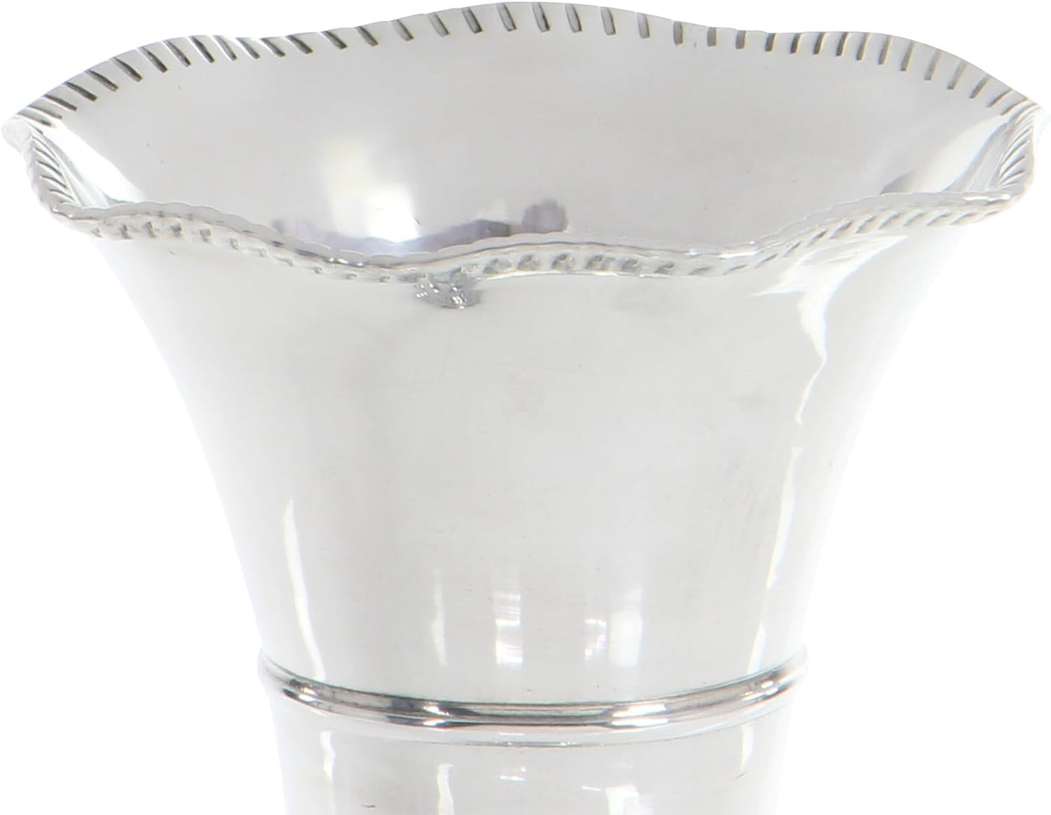 The Novogratz Aluminum Metal Decorative Vase Flute Shaped Centerpiece Vase, Flower Vase for Home Decoration 6" x 6" x 15", Silver