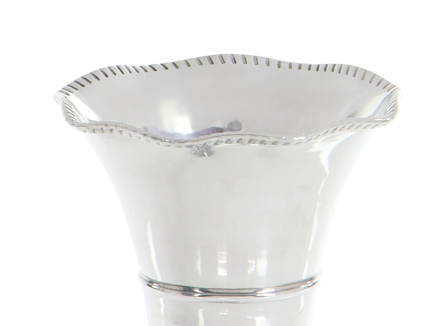 The Novogratz Aluminum Metal Decorative Vase Flute Shaped Centerpiece Vase, Flower Vase for Home Decoration 6" x 6" x 15", Silver