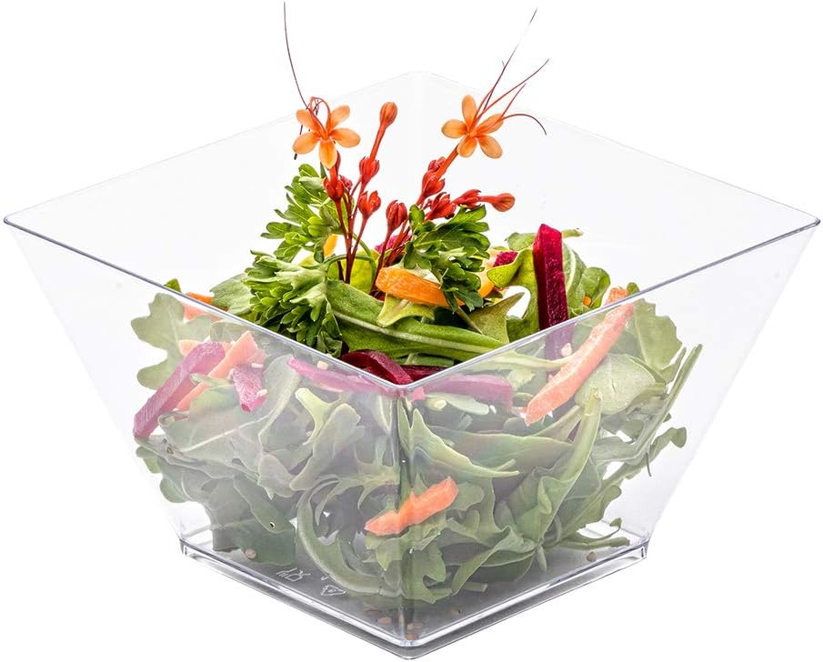 Restaurantware 16 Ounce Large Kova Bowls 100 Disposable Salad Bowls - Lids Sold Separately Sturdy Clear Plastic Appetizer Bowls For Salads Layered Cakes At Catered Events
