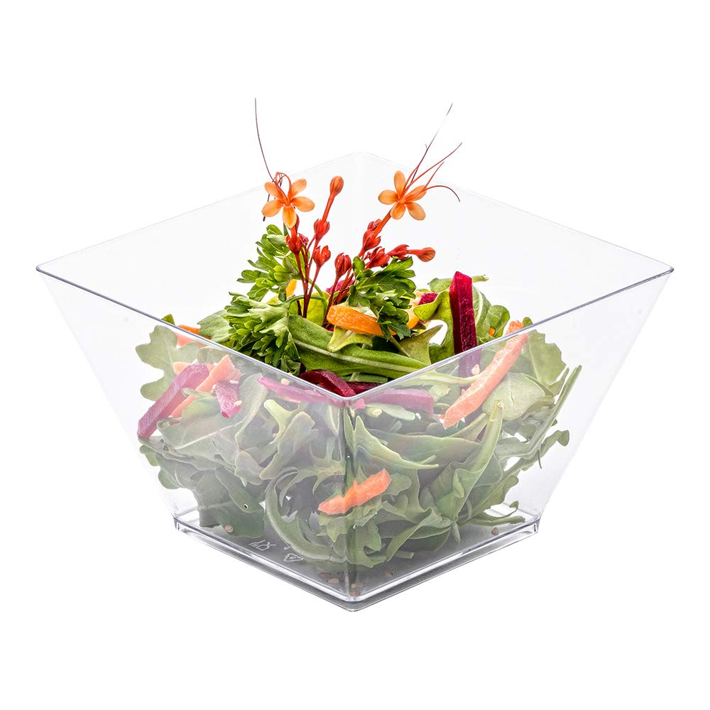Restaurantware-16 Ounce Large Kova Bowls, 100 Disposable Salad Bowls - Lids Sold Separately, Sturdy, Clear Plastic Appetizer Bowl, For Salads, Layered Cakes At Catered Events