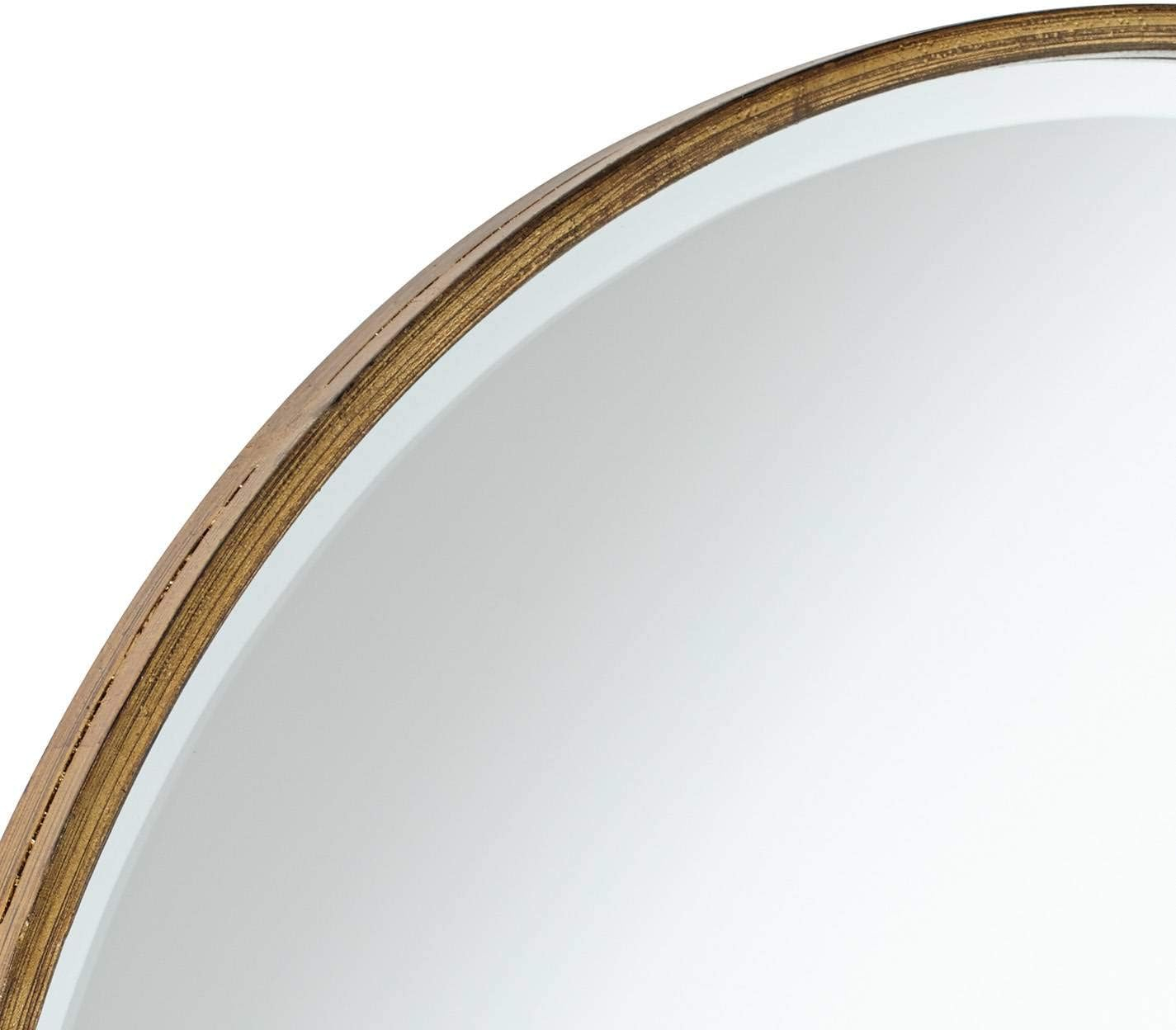 Antique Gold Round Wood Wall Dresser Mirror