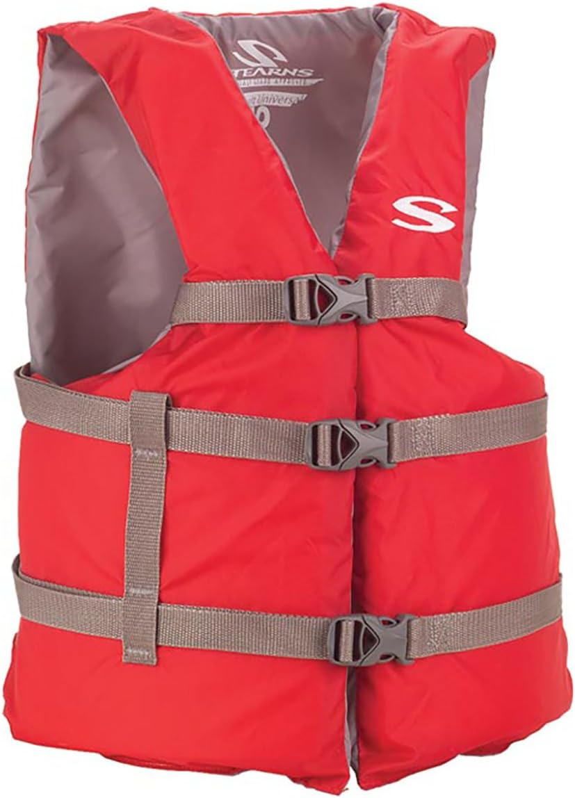 Coleman Stearns Adult Classic Series Universal Life Jacket and Vest Flotation, Red