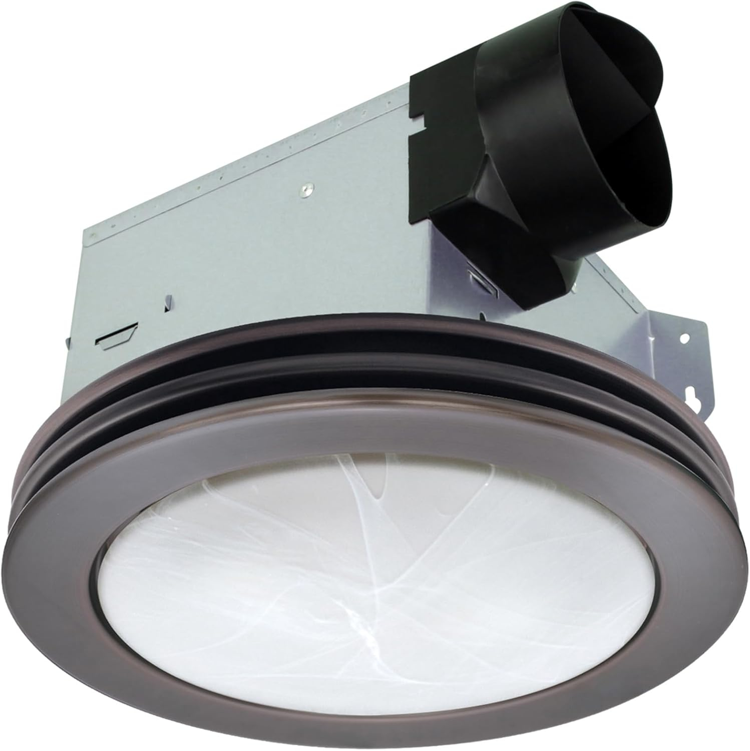 Akicon  Ultra Quiet Bathroom Exhaust Fan with LED Light 80CFM 2.0 Sones Round Bathroom Ventilation Fan with Frosted Glass Cover Brushed Nickel